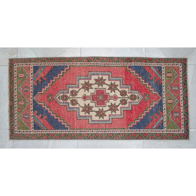 1970s Hand Knotted Door Mat, Entryway Rug, Bath Mat, Kitchen Decor, Small Rug, Turkish Rug - 1'8" X 3'7" For Sale - Image 11 of 13
