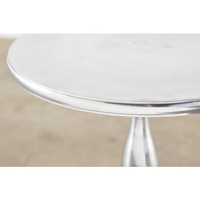 Polished Metal Round Pedestal Drink Tables - a Pair For Sale In Sacramento - Image 6 of 13