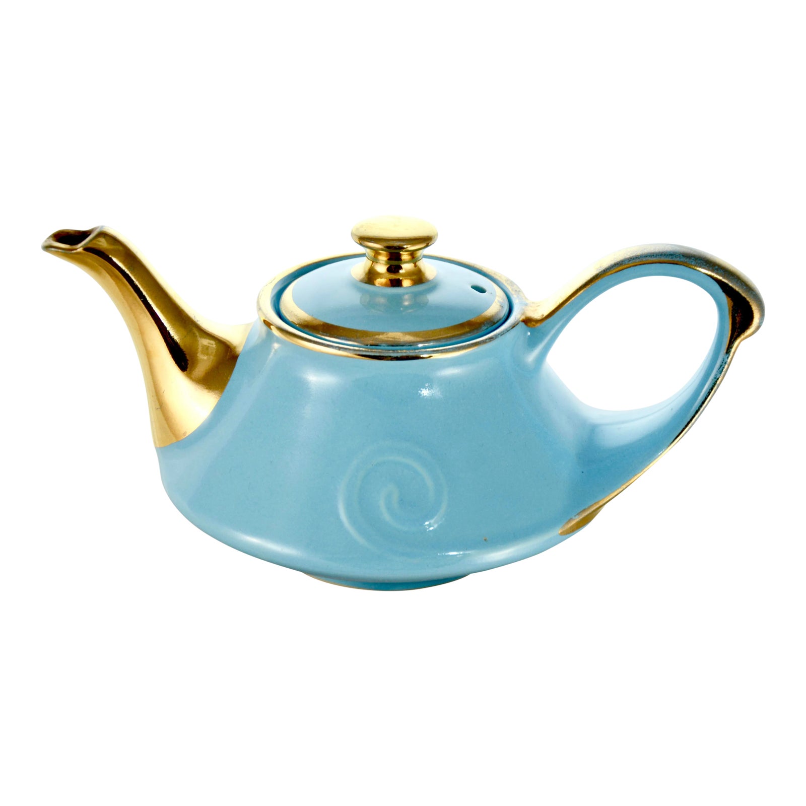1950s Aqua & 22k Gold Teapot Chairish