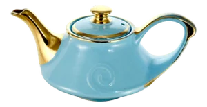1950s Aqua & 22k Gold Teapot