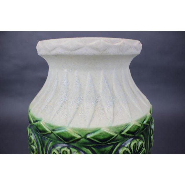 Large Mid-Century Green Relief Vase from Bay Keramik, West Germany, 1970s For Sale - Image 9 of 10