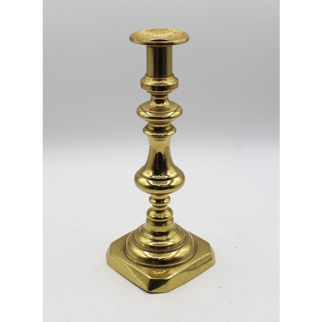 Circa 1860 English Pair of Brass 11" Candlesticks For Sale - Image 4 of 7