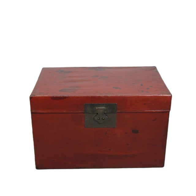 This earth 20th century trunk displays the influence from west countries. The interior is covered with blue fabric. The...