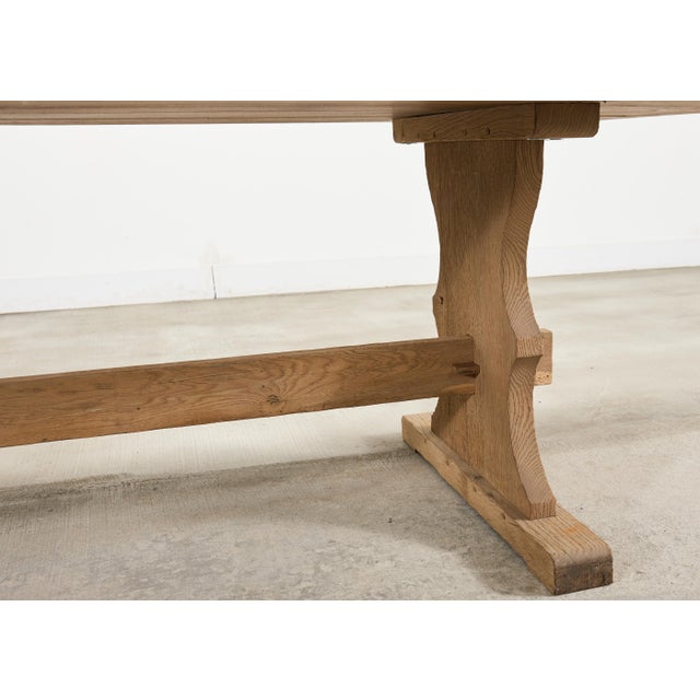Country French Bleached Oak Farmhouse Trestle Dining Table 8 Ft For Sale - Image 12 of 18