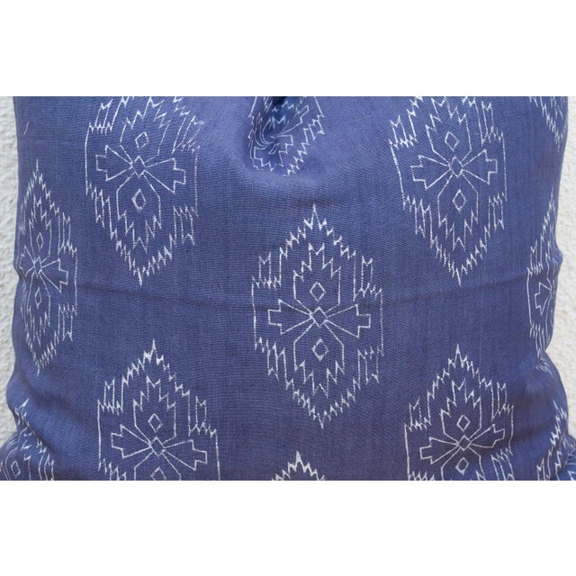1990s Indigo Jaipur Blockprint Linen Pillow Cover For Sale - Image 5 of 7
