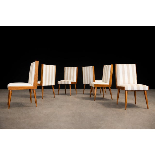Brazilian Modern Set of Eight Dining Chairs in Caviúna Wood & Fabric, Giuseppe Scapinelli, Brazil, 1950s For Sale - Image 17 of 18