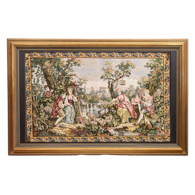 Galante Scene Tapestry, 1940s For Sale