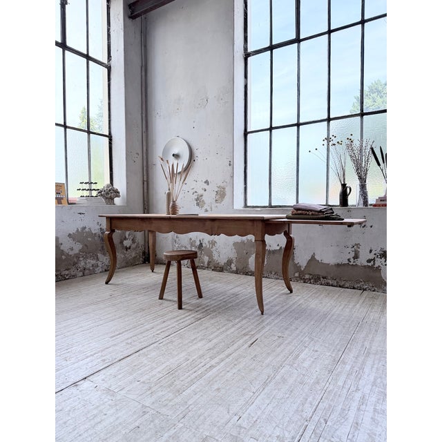 Cherrywood Farmhouse Table with Curved Legs, 19th Century For Sale - Image 4 of 18