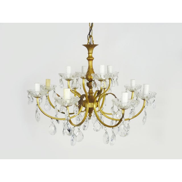 Vintage Bronze Suspension Chandelier with 12 Lights, 1960s For Sale - Image 3 of 11