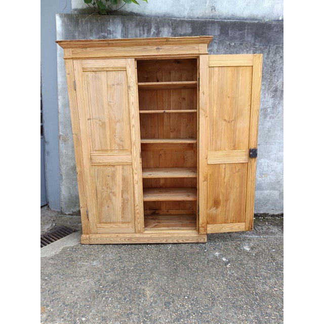 Antique Stripped Fir Wardrobe, 1890s For Sale - Image 3 of 18