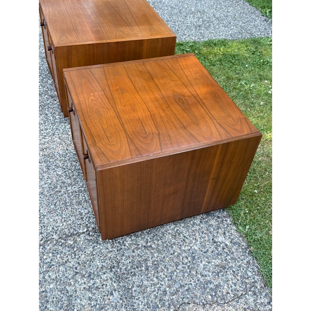 Mid Century Modern Vintage Walnut Nightstands -End Tables, 2 Pieces For Sale - Image 4 of 12
