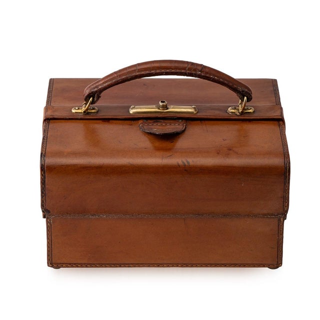 Antique Victorian Leather and Brass Jewellery Case, 1900 For Sale - Image 3 of 10