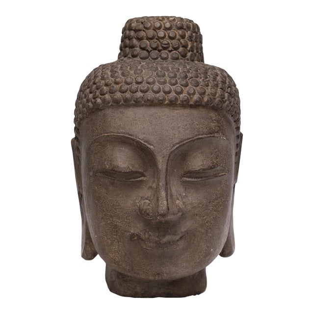 Chinese Stone Shakyamuni Buddha Head, C. 1900 For Sale