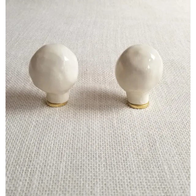 White Ceramic Finials-Large - a Pair For Sale - Image 4 of 4