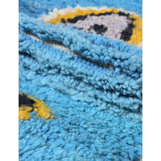 Mid-Century Modern Blue Handwoven Berber Wool Rug - 8.9 X 7.2 Ft For Sale - Image 3 of 9