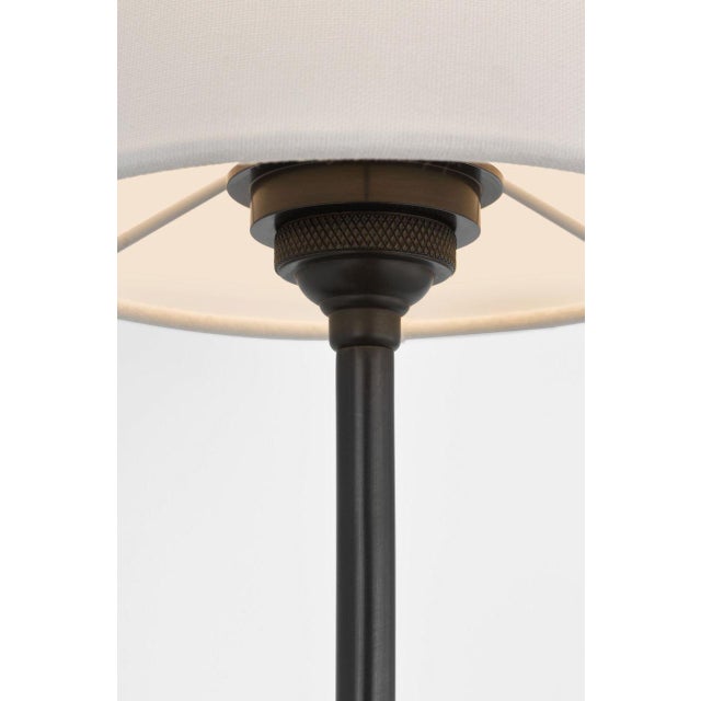 2020s Thomas O'Brien for Visual Comfort Signature Hulton 17" Cordless Single Sconce in Bronze with Linen Shade For Sale - Image 5 of 9