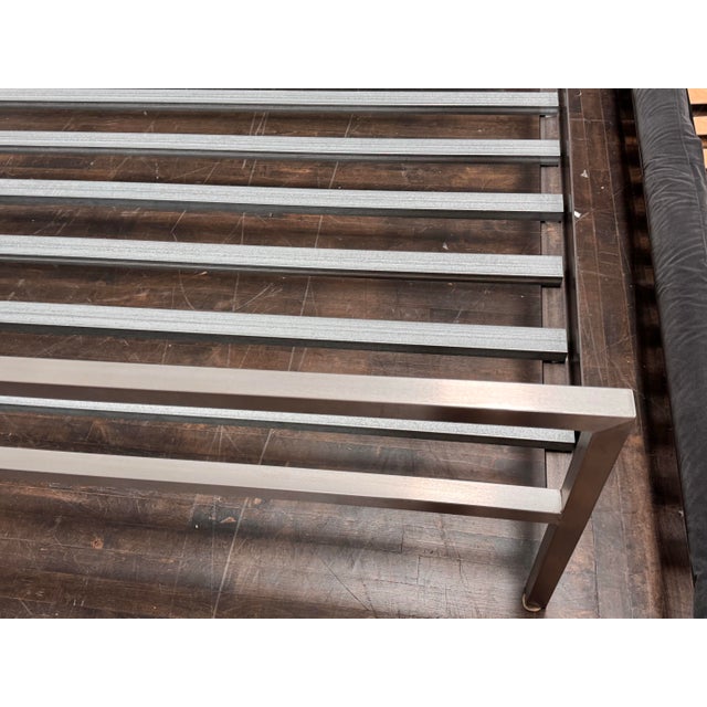 Eastern King Size Room & Board Stainless Steel Parsons Bed Frame For Sale In San Francisco - Image 6 of 12