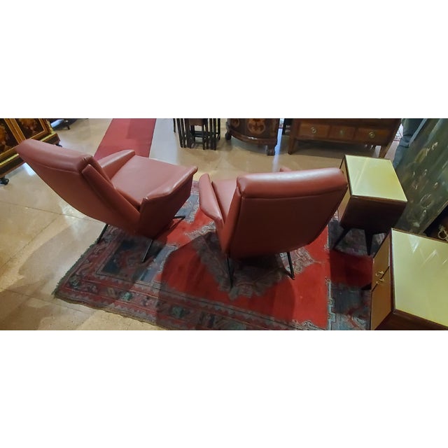 Lounge Chairs with Adjustable Backrest in Real Leather, 1960s, Set of 2 For Sale - Image 3 of 14
