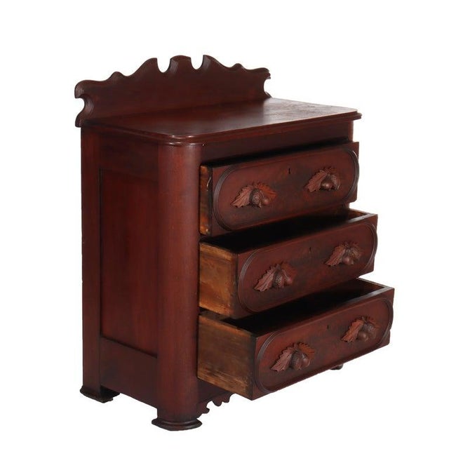 Antique Rococo Walnut 3-Drawer Commode With Back Splash & Carved Pulls For Sale - Image 11 of 11