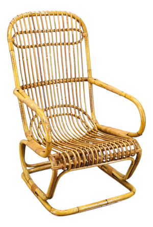 Mid-Century Italian Rattan Lounge Armchair, 1960s