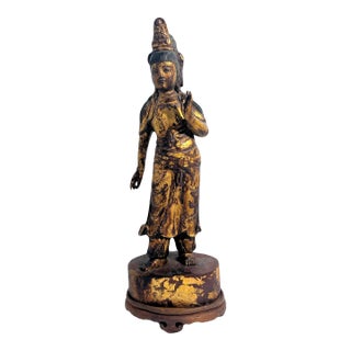 Late 19th. Century Rare Carved Chinese Guan Yin as a Bodhisattva, Kwan Yin Figure, Goddess of Compassion For Sale