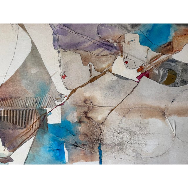 Large - 1980’s Haul Hous Mixed Media Abstract Painting For Sale - Image 9 of 12