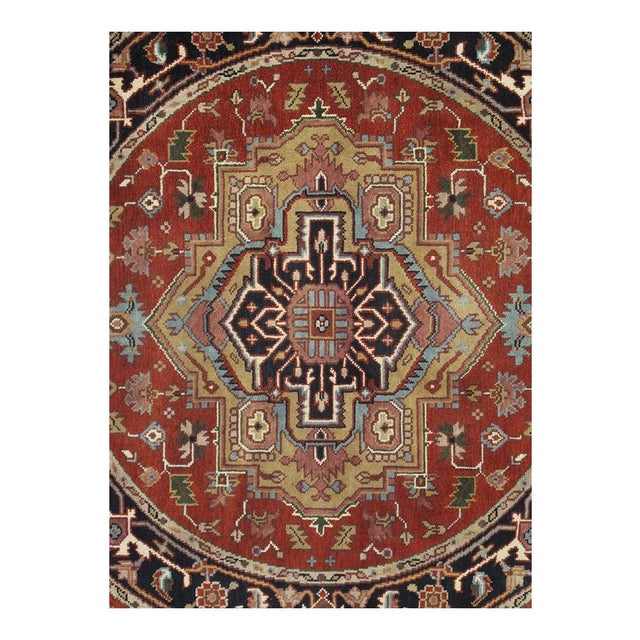 Indo Serapi design rug. Handmade Hand-knotted in fine lambswool. Lamb's Wool on a Cotton Foundation Vegetable Dyed Hand-...