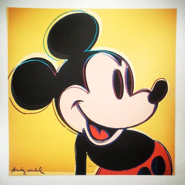 Andy warhol "mickey mouse" limited numbered edition lithograph by cmoa. after license: andy warhol foundation. limited...