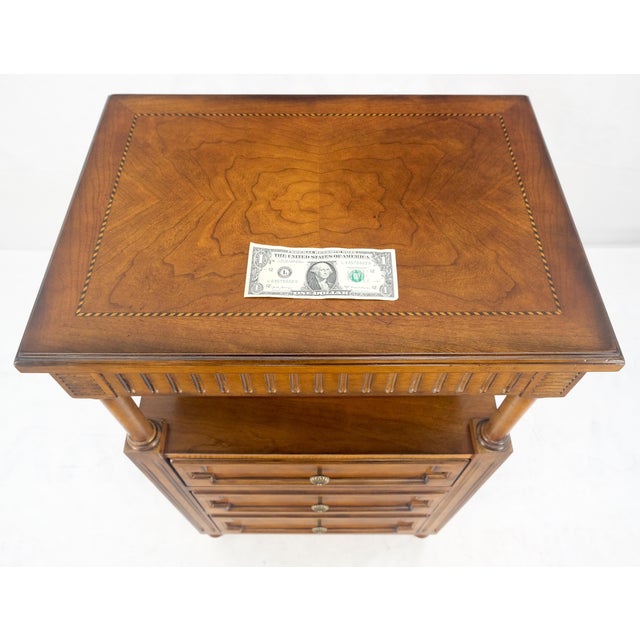 Brown Drexel Light American Walnut Inlayed Top Console Entry Stand Side Table Dresser For Sale - Image 8 of 18