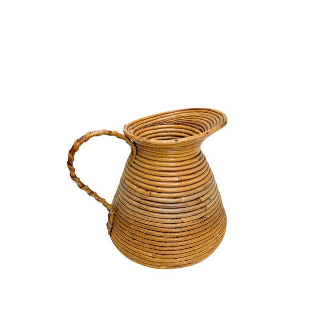 French Pencil Reed Rattan Vase, 1950s For Sale - Image 13 of 18