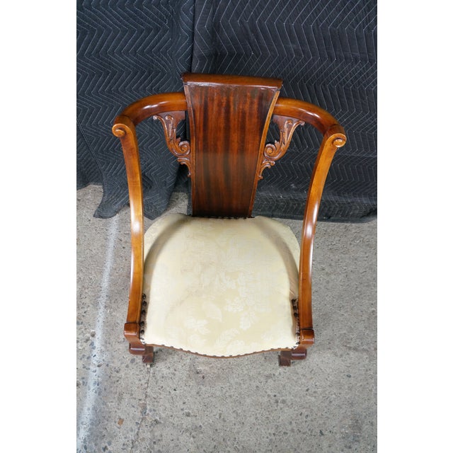 Antique 19th C. Mahogany Regency Empire Klismos Library Desk Gondola Arm Chair For Sale - Image 6 of 18