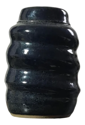 Geraldine Shapiro - Vintage Wood Fired Black Glazed Stoneware Vase, Signed