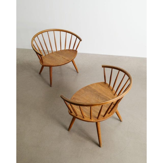 1950s Mid-Century Swedish Sculptural Wooden Arka Armchairs in Oak by Yngve Ekström, 1950s, Set of 2 For Sale - Image 5 of 7
