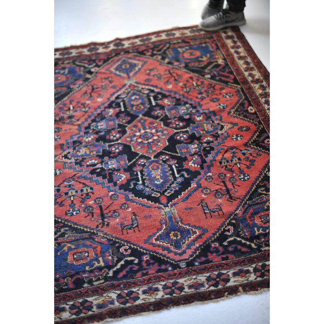 Tribal 1940s Leon Tribal Square Rug, 4.8 x 5.9 For Sale - Image 3 of 11