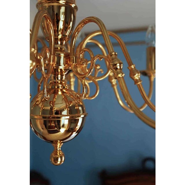 Polished Brass 8-Arm Chandelier For Sale - Image 4 of 6