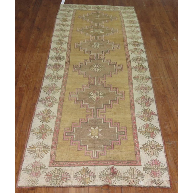 Vintage Zabihi Collection Wide Geometric Turkish Runner For Sale - Image 4 of 5