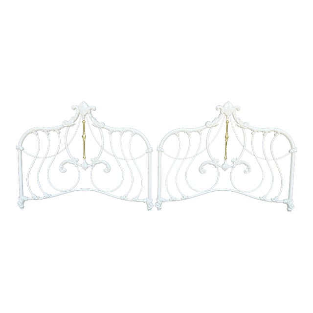 Mid 20th Century Vintage French Cottage Iron & Brass Full Size