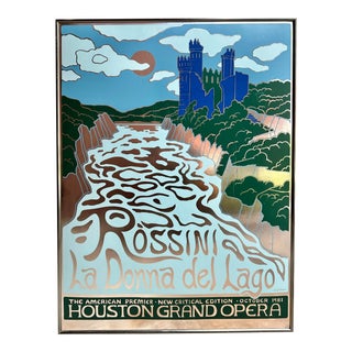 Vintage Oct 1981 Silkscreen Serigraph Houston Grand Opera Poster Rossini La Donna Del Lago the American Premier, New Critical Edition Signed M. Gibson For Sale