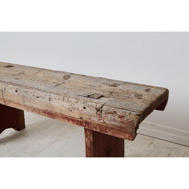 Folk Art Handcrafted Bench in Pine, Northern Sweden, Late 1700s For Sale - Image 6 of 12