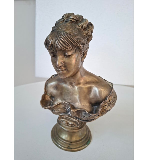 Gold Bust of a Young Girl, 1950, Brass For Sale - Image 8 of 9