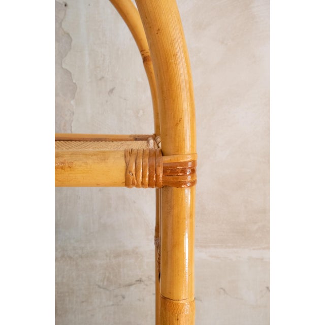 1970s Arched Bamboo Bookcases with Woven Rush Fabric, 1970s, Set of 2 For Sale - Image 5 of 11
