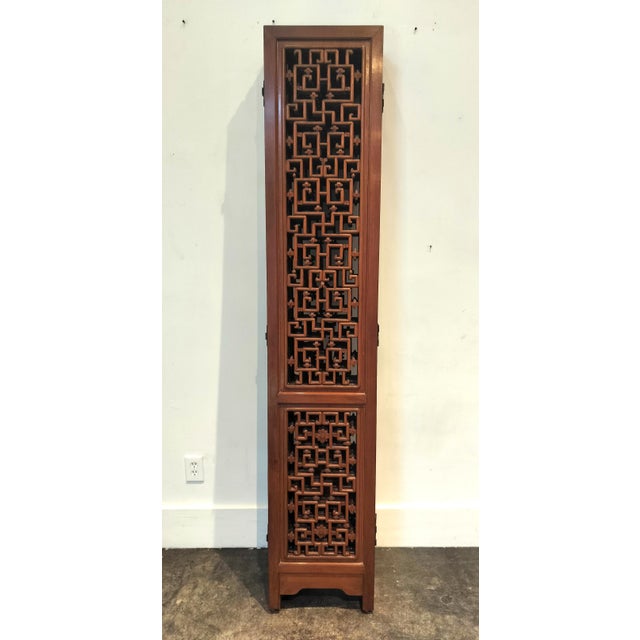 Mid Century Chinese 6 Panel Carved Rosewood Screen Room Divider For Sale - Image 4 of 6