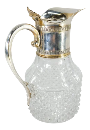 Vintage Pressed Glass and Silverplate Pitcher Decanter
