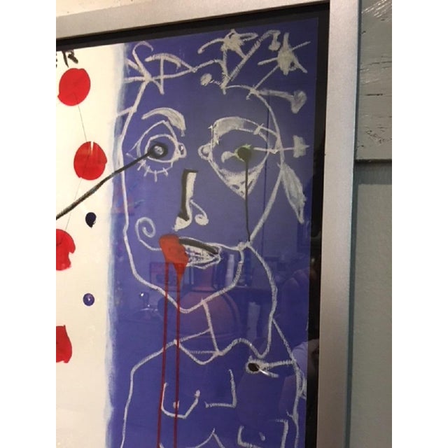 Gray Acrylic and Paper Poster by Paul Kostabi, 1980s For Sale - Image 8 of 10