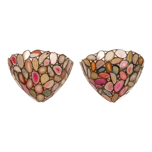 Tiffany Style Wall Lamps Agate Semi Precious Stone Wall Sconces Handcrafted Lamps - A Pair Tariff Free Delivery