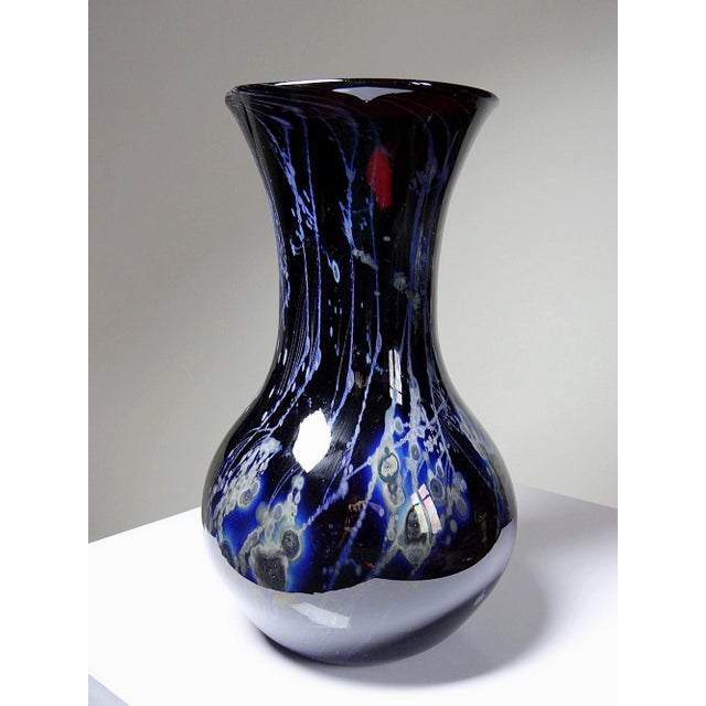 Glass Large Vintage Purple Art Glass Vase with Silver Inclusions, 1960s For Sale - Image 7 of 16