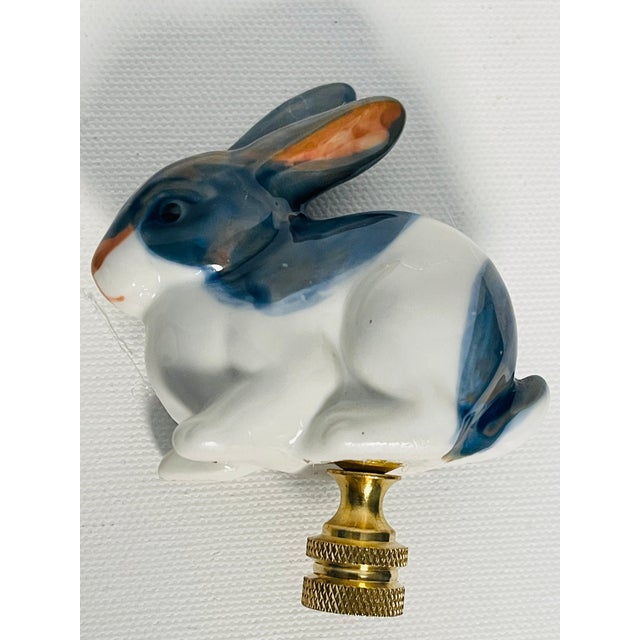 Antique White Vintage Porcelain Rabbit Lamp Finials Pair For Sale - Image 8 of 8