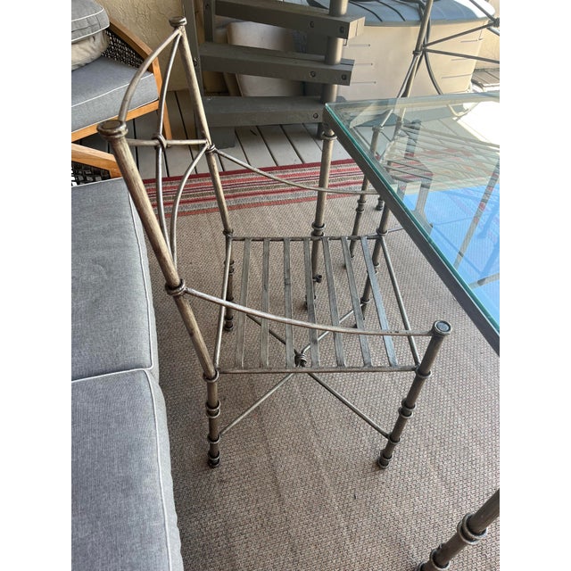 1980s Diego Giacometti Inspired Iron Table & 4 Chairs Dining Set For Sale - Image 12 of 18