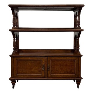 19th Century English Victorian Burr Walnut Cupboard with Shelves For Sale