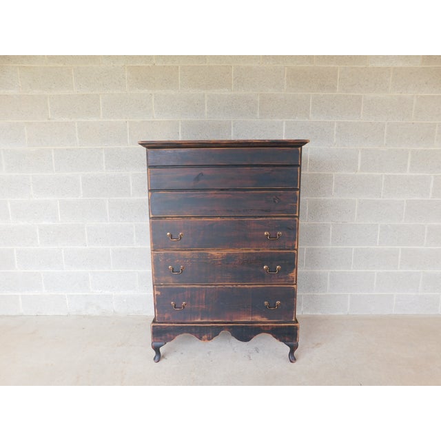 American Primitive Shaker Style Paint Distressed New England Blanket Chest by Ezra G 2pc For Sale - Image 3 of 12